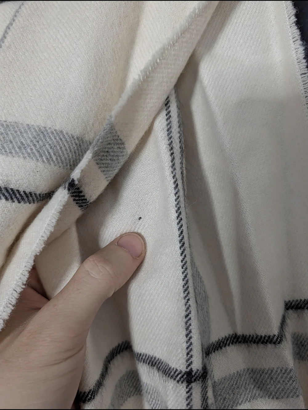 Baby Alpaca Made In Peru Cream White Plaid Nova Check Fringe Scarf W Tags